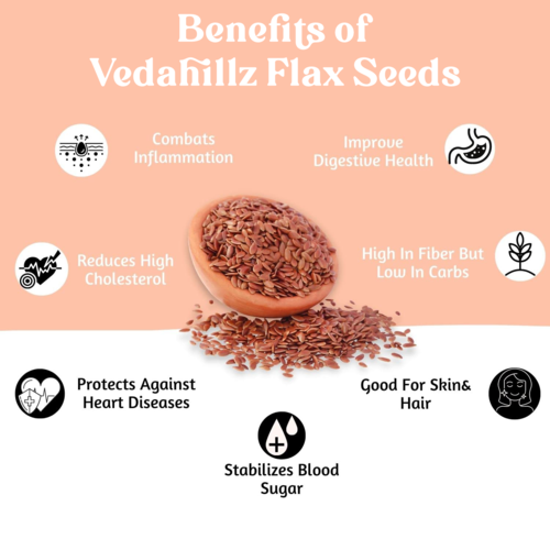 Vedahillz Flax Seeds for Holistic Health Made from Fresh Handpicked Flax Seeds
